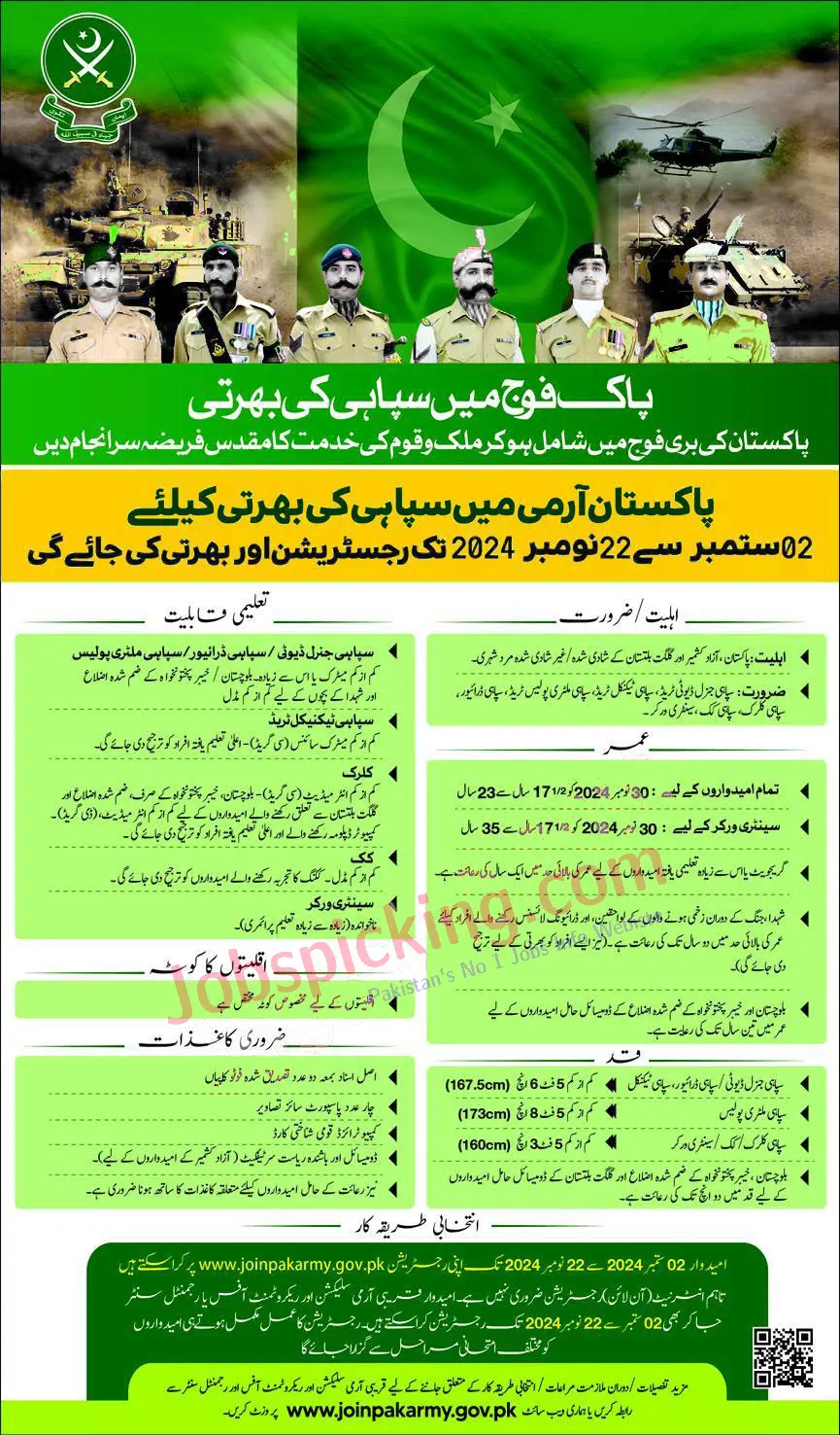 Join Pak Army as Soldier Jobs 2024